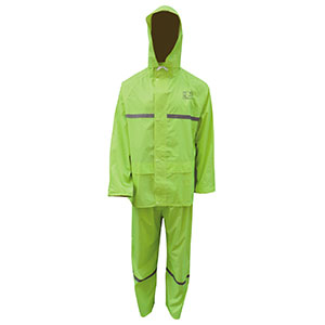 LIME RUBBERISED RAIN SUIT WITH REFLECTIVE TAPE