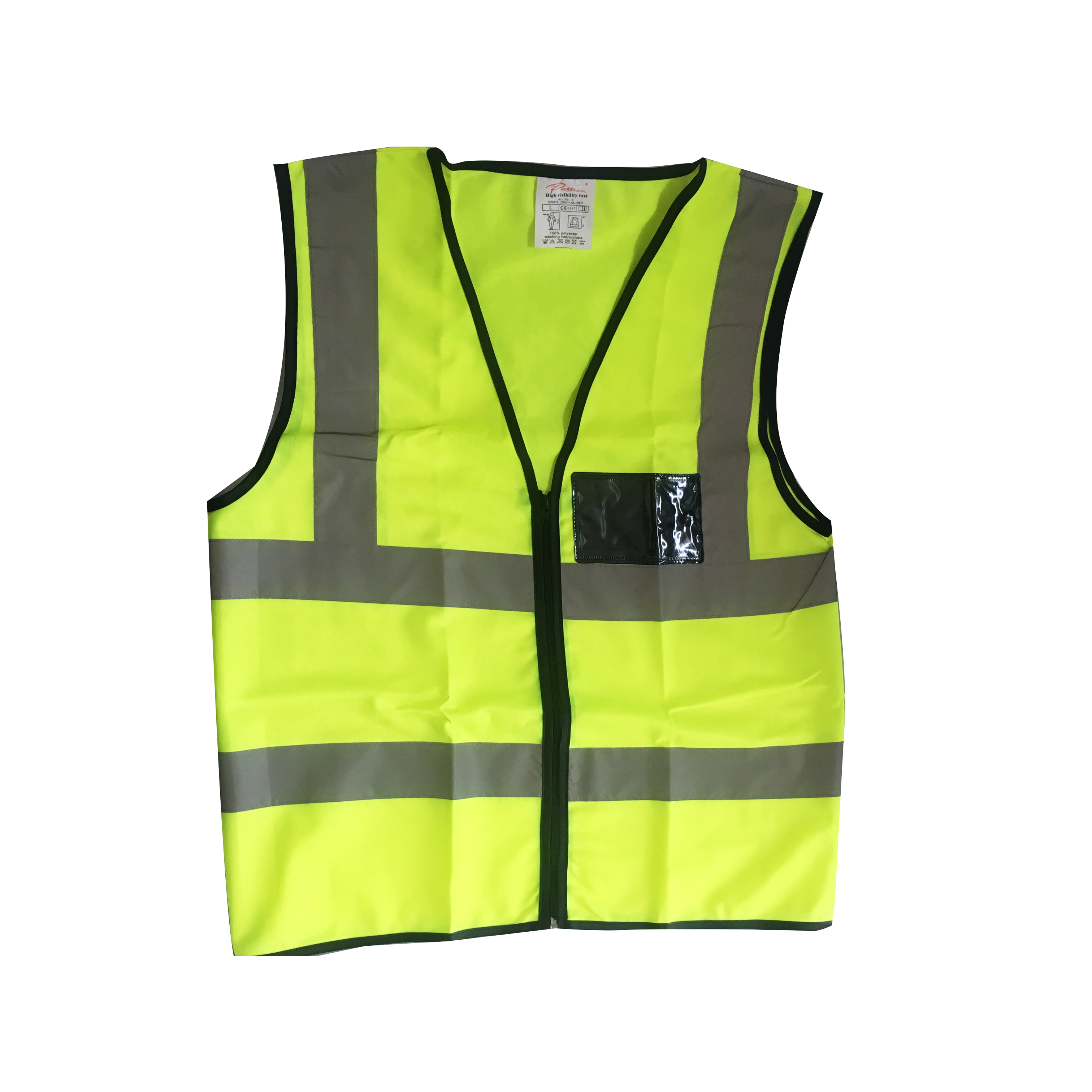 LIME REFLECTIVE VEST WITH ZIP AND ID 