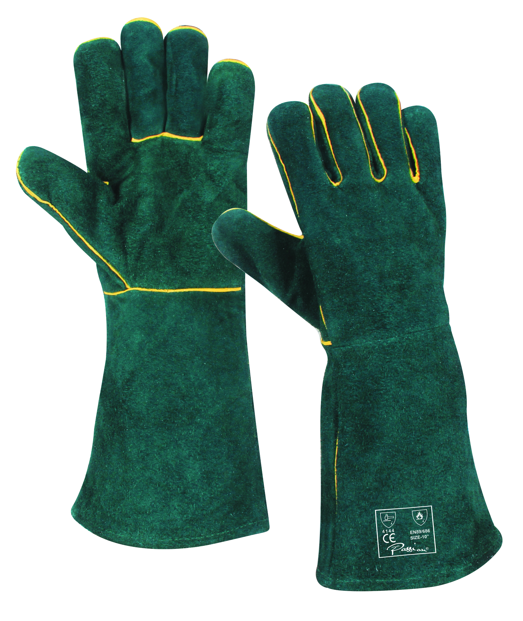 Green and Blue Leather Gloves